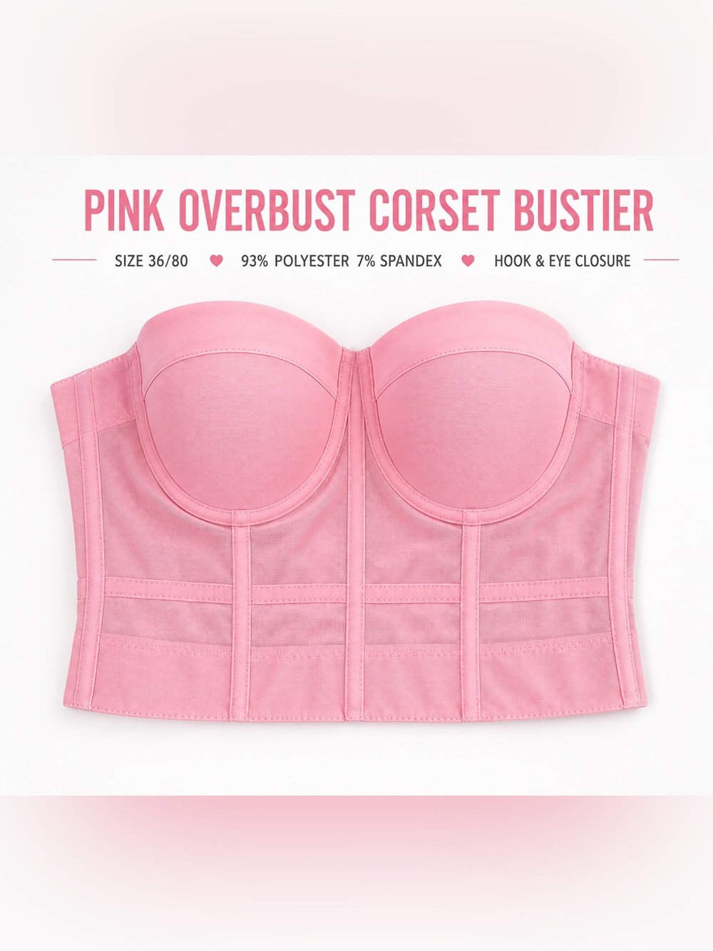 Pink Overbust Corset Bustier | Size 36/80